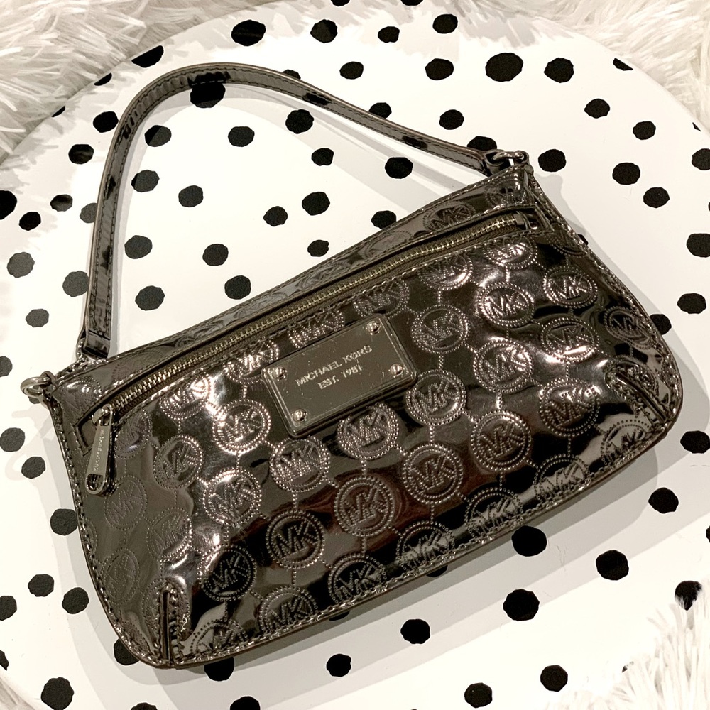 Gunmetal Metallic MK Wristlet
